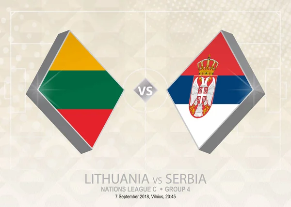 Lituania Serbia Liga Grupo Competencia Futbolística Europea Sobre Fondo Beige — Vector de stock