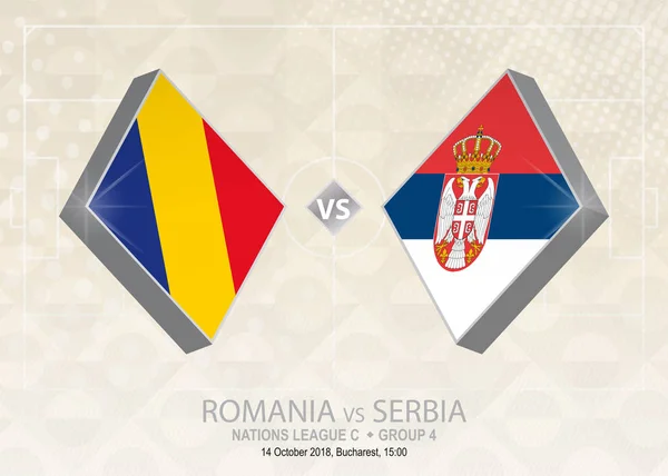 Rumänien Serbien League Grupp Europa Fotboll Konkurrens Beige Fotboll Bakgrund — Stock vektor