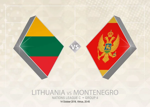 Lituania Montenegro Liga Grupo Competencia Futbolística Europea Sobre Fondo Beige — Vector de stock