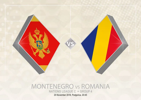 Montenegro Rumania Liga Grupo Competencia Futbolística Europea Sobre Fondo Beige — Vector de stock