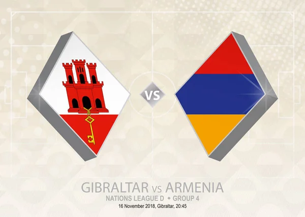 Gibraltár Örményország Bajnoki Csoport Európai Labdarúgó Verseny Futball Bézs Háttér — Stock Vector