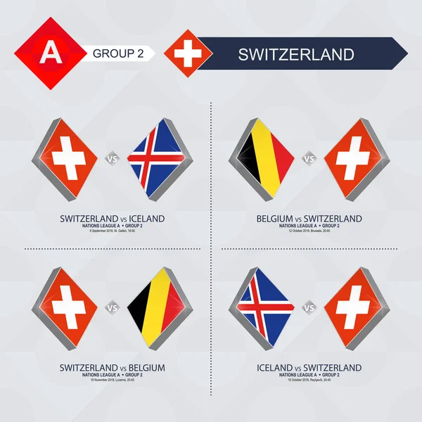 Todos Los Partidos Suiza Liga Naciones Futbolísticas — Vector de stock