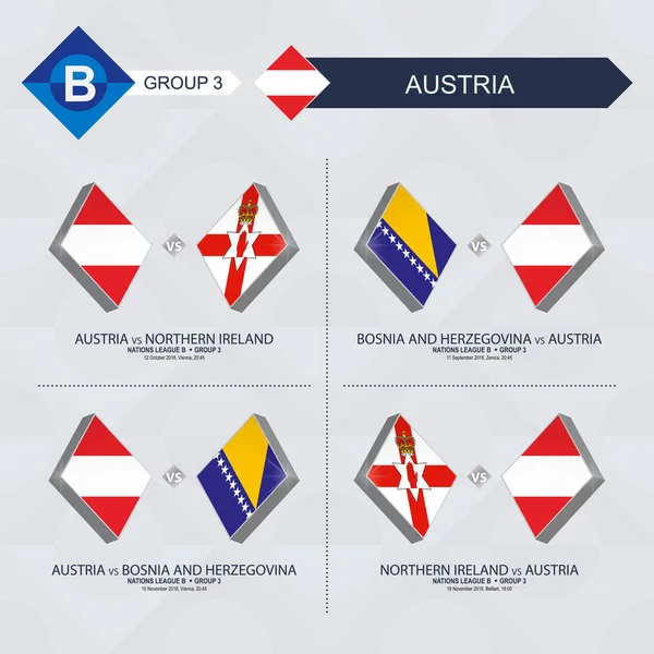 Todos Los Partidos Austria Liga Naciones Fútbol — Vector de stock