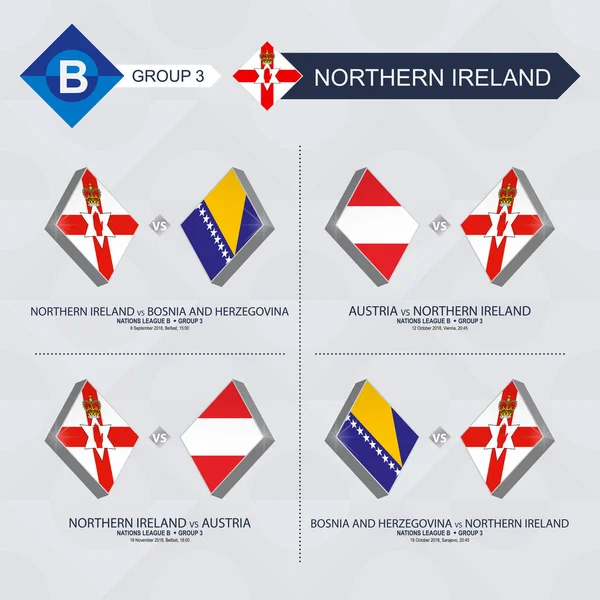Todos Los Partidos Irlanda Del Norte Liga Naciones Fútbol — Vector de stock