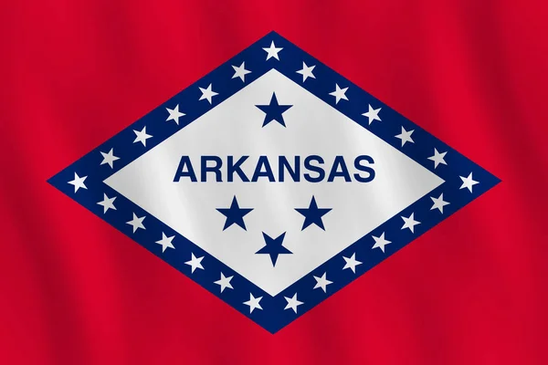 Флаг Штата Арканзас Эффектом Размахивания Руками Официальная Пропорция — стоковый вектор