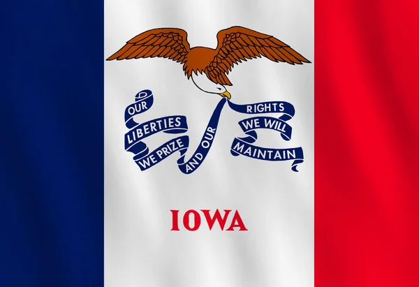 Флаг Штата Айова Эффектом Размахивания Руками Официальная Пропорция — стоковый вектор