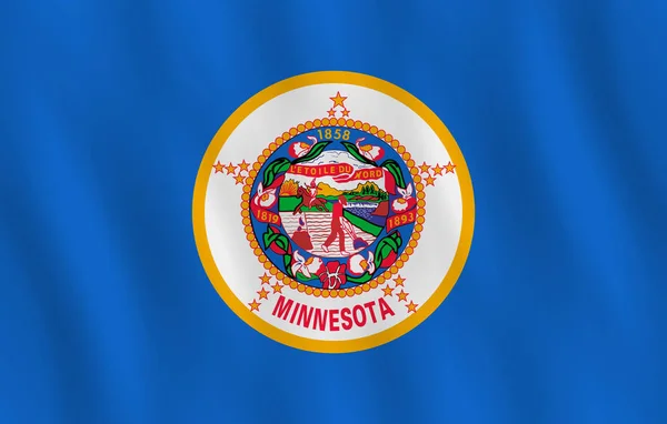 Drapeau État Minnesota Avec Effet Agitation Proportion Officielle — Image vectorielle