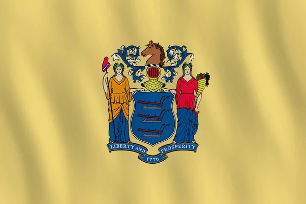 Bandera Del Estado Nueva Jersey Con Efecto Ondulante Proporción Oficial — Archivo Imágenes Vectoriales