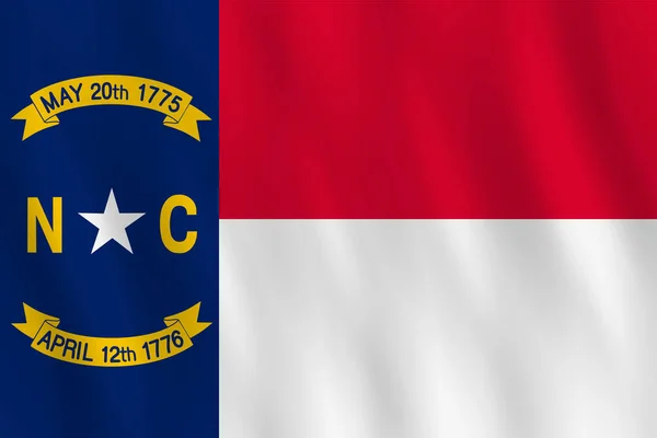 North Carolina Bandiera Stato Degli Stati Uniti Con Effetto Sventolante — Vettoriale Stock