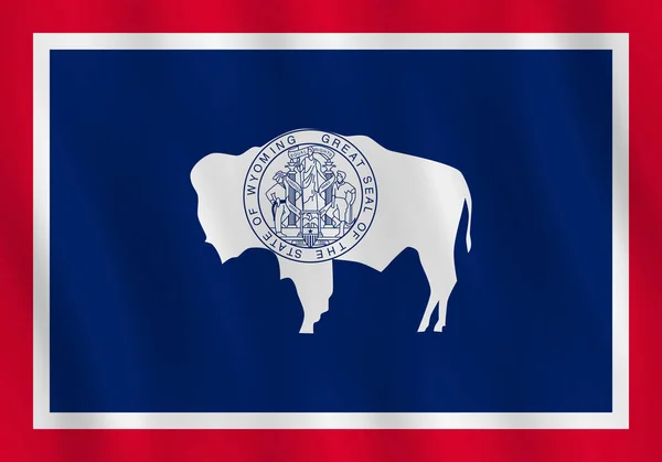 Bandera Del Estado Wyoming Con Efecto Ondulante Proporción Oficial — Vector de stock