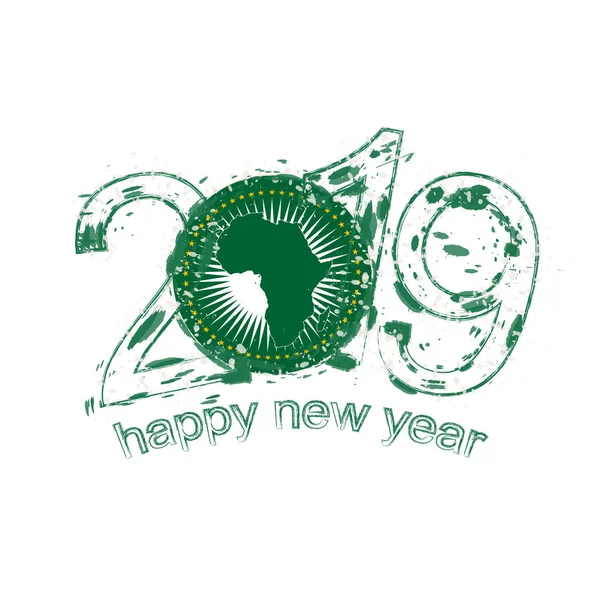 Happy New Year 2019 Met Vlag Van Afrikaanse Unie Vakantie — Stockvector