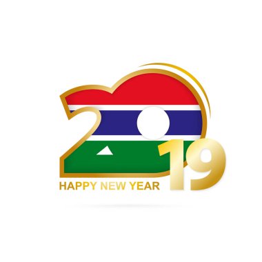 Yıl 2019 Gambiya bayrak desenli. Mutlu yeni yıl tasarım. Vektör çizim.