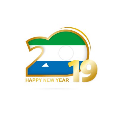 Yıl 2019 Sierra Leone bayrak desenli. Mutlu yeni yıl tasarım. Vektör çizim.