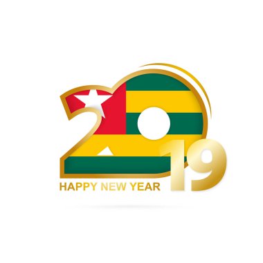 Yıl 2019 Togo bayrak desenli. Mutlu yeni yıl tasarım. Vektör çizim.
