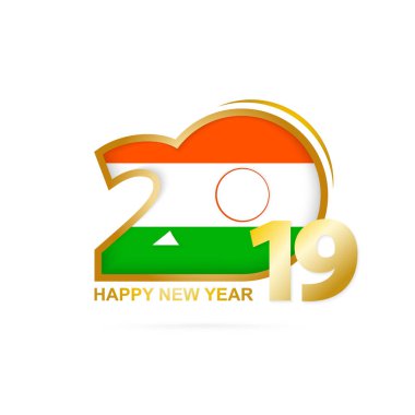 Yıl 2019 Nijer bayrak desenli. Mutlu yeni yıl tasarım. Vektör çizim.