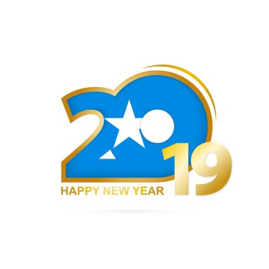 Yıl 2019 Somali bayrak desenli. Mutlu yeni yıl tasarım. Vektör çizim.