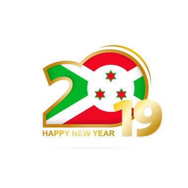 Yıl 2019 Burundi bayrağı desenli. Mutlu yeni yıl tasarım. Vektör çizim.