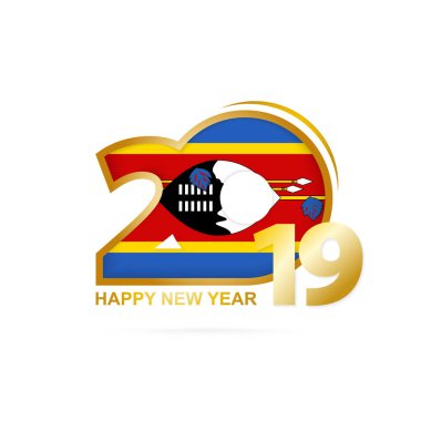 Yıl 2019 Svaziland bayrak desenli. Mutlu yeni yıl tasarım. Vektör çizim.