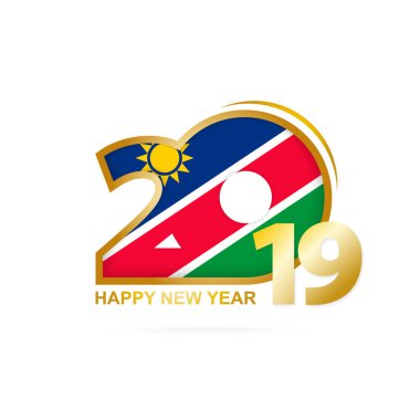 Yıl 2019 Namibya bayrak desenli. Mutlu yeni yıl tasarım. Vektör çizim.