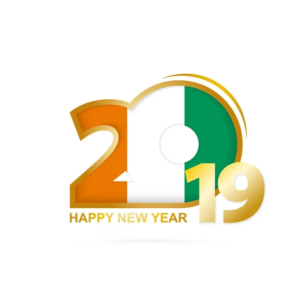 Έτος 2019 Σημαία Της Ακτής Ελεφαντοστού Μοτίβο Ευτυχισμένο Νέο Έτος — Διανυσματικό Αρχείο