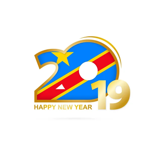 年2019与刚果医生旗子样式 新年快乐的设计 矢量插图 — 图库矢量图片