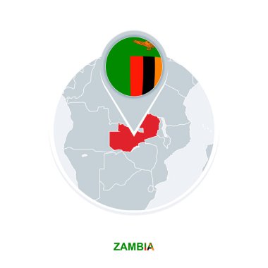 Zambiya harita ve bayrak, vurgulanan Zambiya ile vektör harita simgesi