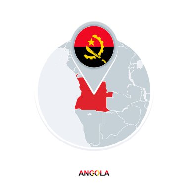 Angola Haritası ve bayrak, vurgulanan Angola ile vektör harita simgesi