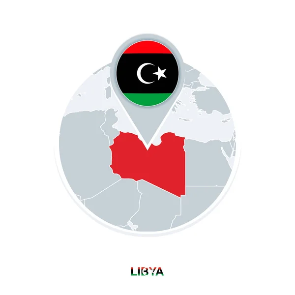 Mapę Libia Flagi Wektor Ikonę Mapy Wyróżnionych Libii — Wektor stockowy