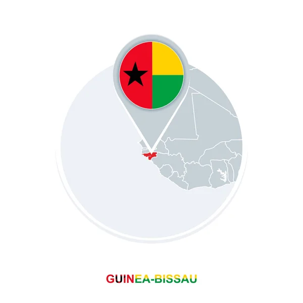 Guinea Bissau Karta Och Flagga Vektor Karta Med Markerad Guinea — Stock vektor