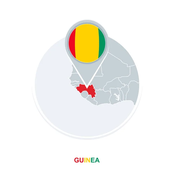 Karta Över Guinea Och Flagga Vektor Karta Med Markerad Guinea — Stock vektor