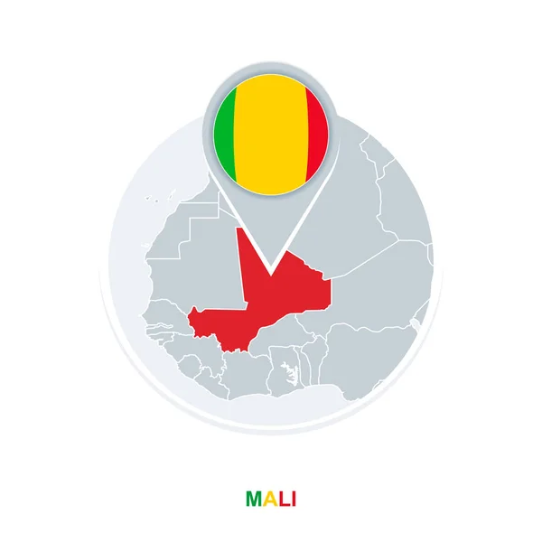 Mali Karta Och Flagga Vektor Karta Med Markerad Mali — Stock vektor