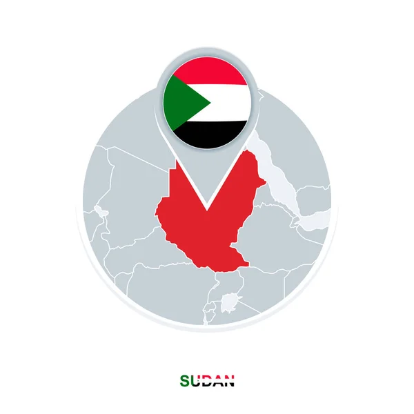 Sudan Karte Und Fahne Vektorkarten Symbol Mit Hervorgehobenem Sudan — Stockvektor