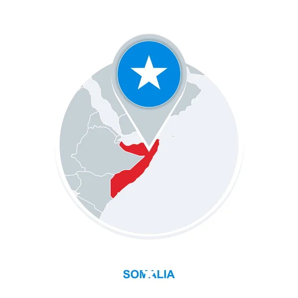 Somalia Map Flag Vector Map Icon Highlighted Somalia — Stock Vector
