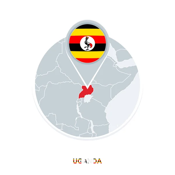 Uganda Haritası Bayrak Vektör Harita Simgesini Vurgulanan Uganda — Stok Vektör