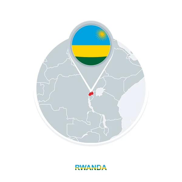 Χάρτης Ρουάντα Και Σημαία Εικονίδιο Χάρτη Διάνυσμα Επισημασμένο Ρουάντα — Διανυσματικό Αρχείο