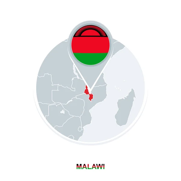 Karta Över Malawi Och Flagga Vektor Karta Med Markerad Malawi — Stock vektor