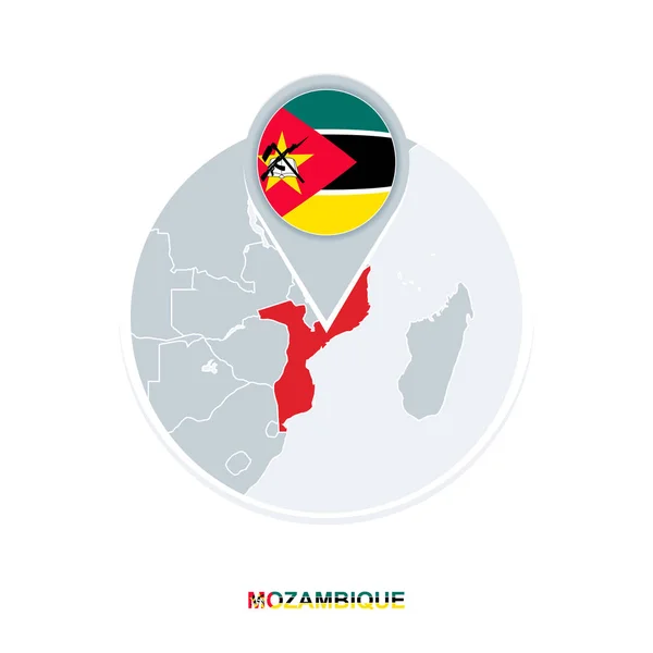 Μοζαμβίκη Χάρτης Και Σημαία Εικονίδιο Χάρτη Διάνυσμα Επισημασμένο Μοζαμβίκη — Διανυσματικό Αρχείο