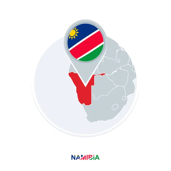 Namibia Mapa Bandera Icono Mapa Vectorial Con Namibia Resaltado — Archivo Imágenes Vectoriales