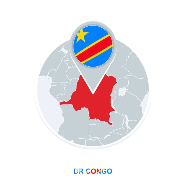 República Democrática Congo Mapa Bandeira Ícone Mapa Vetorial Com Destaque —  Vetores de Stock