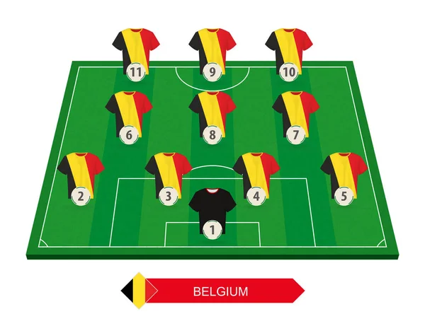 Bélgica Alineación Del Equipo Fútbol Campo Fútbol Para Competición Europea — Vector de stock