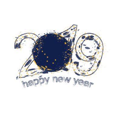 2019 seneler bize Alaska devlet bayrağı ile. Tatil grunge vektör çizim.