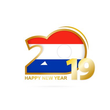 Yıl 2019 Paraguay bayrak desenli. Mutlu yeni yıl tasarım. Vektör çizim.