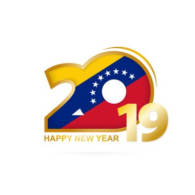 Yıl 2019 Venezuela bayrak desenli. Mutlu yeni yıl tasarım. Vektör çizim.