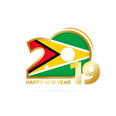 Yıl 2019 Guyana bayrak desenli. Mutlu yeni yıl tasarım. Vektör çizim.