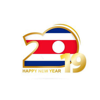 Yıl 2019 Kosta Rika bayrak desenli. Mutlu yeni yıl tasarım. Vektör çizim.