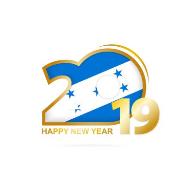 Yıl 2019 Honduras bayrak desenli. Mutlu yeni yıl tasarım. Vektör çizim.