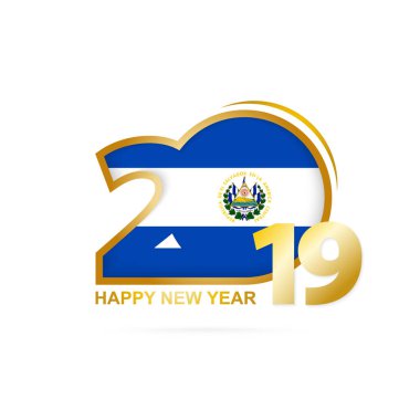 Yıl 2019 El Salvador bayrak desenli. Mutlu yeni yıl tasarım. Vektör çizim.