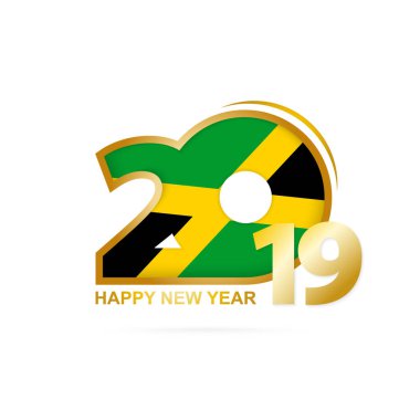 Yıl 2019 Jamaika bayrak desenli. Mutlu yeni yıl tasarım. Vektör çizim.
