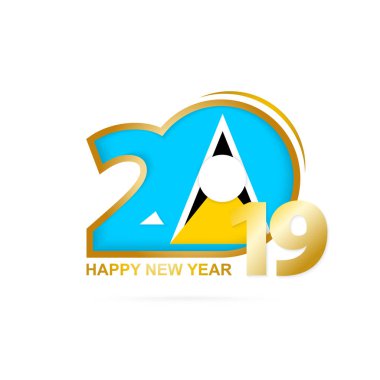 Yıl 2019 Saint Lucia bayrak desenli. Mutlu yeni yıl tasarım. Vektör çizim.