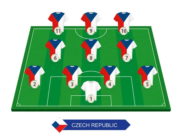 República Checa Alineación Equipos Fútbol Campo Fútbol Para Competición Europea — Vector de stock